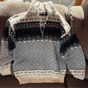 Vintage 60s 70s Chapman Wool 1/2 Zip  Sweater Size L  Mens Or Unisex